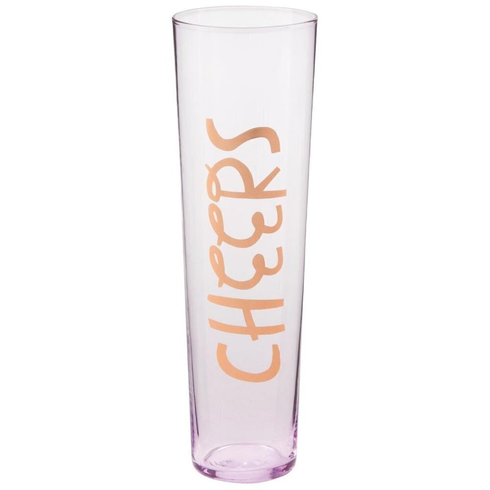 Plum & Punch Pink Glass Gold Lettering CHEERS Wine Champagne Stemless Gl…